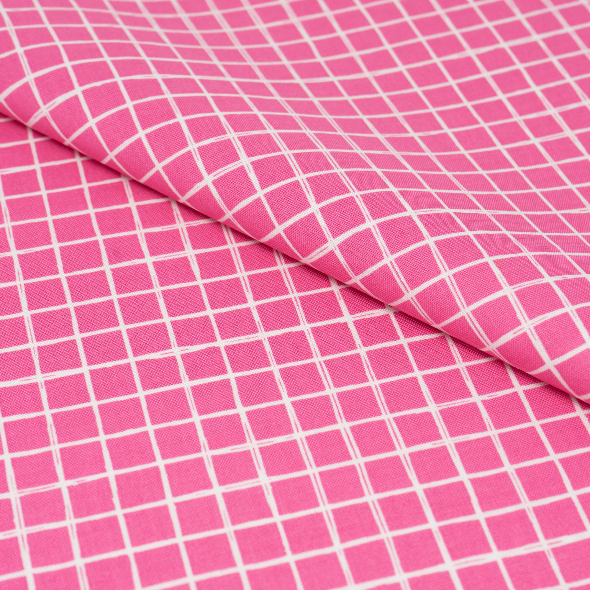 SINGER Pink Plaid Cotton Fabric